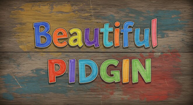 Colorful text on wood beautiful pidgin for creative communication