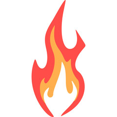 Stylized Cartoon Fire Flame Illustration Red Orange Yellow Colors Isolated on Transparent Background Simple Vector Graphic Element