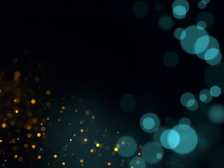 Abstract glowing bokeh lights background in blue tones