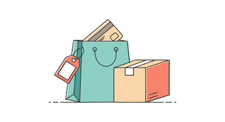 E-commerce and Online Shopping Experience Concept with Secure Payment and Convenient Delivery. Modern Vector Illustration for Digital Retail and Consumer Goods Purchases