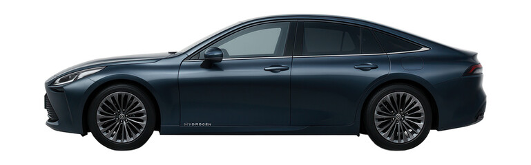 Fototapeta premium Stylish hydrogen sedan featuring an aerodynamic design and concealed rear door handles.