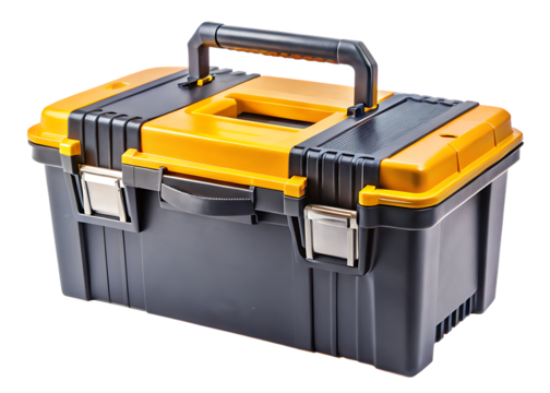  A Tool Box With Double Handles and a Durable Grip isolated on white background ,PNG. AI Generated