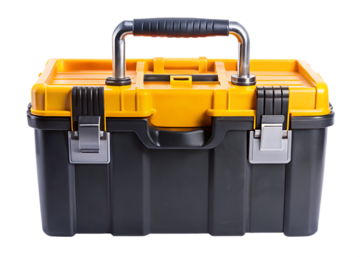  A Tool Box With Double Handles and a Durable Grip isolated on white background ,PNG. AI Generated