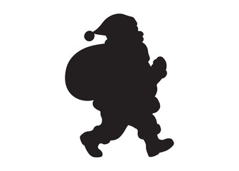 santa claus logo silhouette vector, christmas santa claus vector illustration, christmas santa claus with gift logo silhouettes vector on a white background