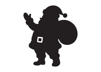 Obraz premium santa claus logo silhouette vector, christmas santa claus vector illustration, christmas santa claus with gift logo silhouettes vector on a white background