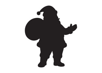 santa claus logo silhouette vector, christmas santa claus vector illustration, christmas santa claus with gift logo silhouettes vector on a white background