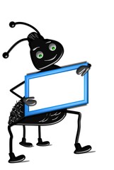 Funny black ants with symbols.