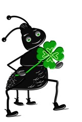 Funny black ants with symbols.