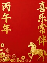 Auspicious Horses Bring Blessings for the traditional Chinese New Year background