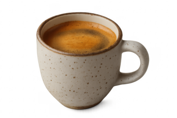 Espresso coffee in ceramic mug with transparent background