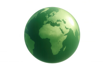 Fototapeta premium Green earth globe displaying continents on transparent background, symbolizing global ecology and environmental sustainability