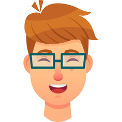 Smiling Cartoon Man With Glasses And Orange Hair Wearing A Blue Shirt In A Close Up Portrait With A Transparent Background Ideal For Medical And Healthcare Content