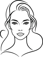 Continuous line face of woman, elegant and minimal