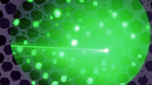 Ultra macro timelapse of nitrogen vacancy centers firing within a quantum diamond microscope, vivid green laser sweeping across crystal lattice, visualizing magnetic resonance at nanoscale precision.