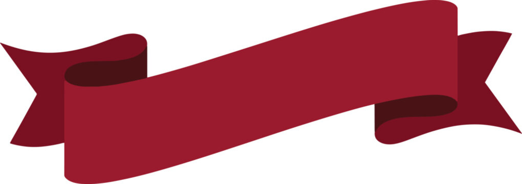 Red ribbon banner vector, blank scroll ribbon for sale, award, label, logo and festive decoration.
