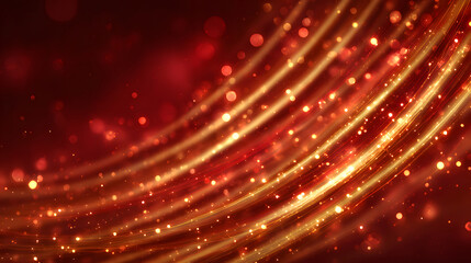 Abstract Red and Gold Glowing Light Trails with Bokeh