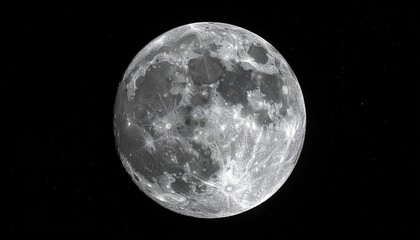 Naklejka premium Full Moon In The Night Sky With Stars Visible On A Dark Background