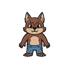 Obraz premium Adorable Cartoon Werewolf Character with Thick Lines in Halloween Vector Style
