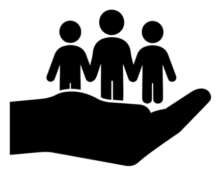 PNG Hand holding group of people silhouette stencil person.
