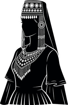 Armenian Woman in Traditional Taraz with Ornate Headdress