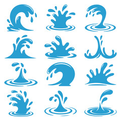 Obraz premium Splash Wave Silhouettes - Water Drop and Ripple Icons
