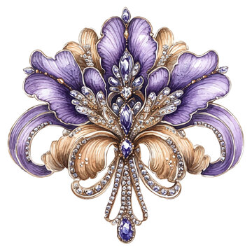 purple and gold floral brooch jewelry clip art preview