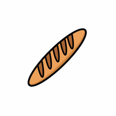 Fresh baguette icon illustration for bakery product design