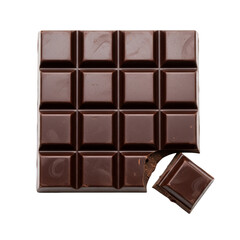 Fototapeta premium Dark Chocolate Bar with Broken Piece isolated on a transparent background sweet food
