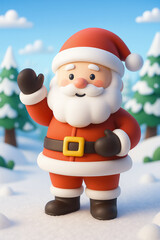Fototapeta premium Cute 3D Santa Claus Character Illustration | Adorable Christmas Santa Clipart | Festive Holiday Cartoon Design PNG