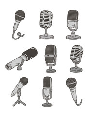 Cute Podcast Microphone Doodle Cartoon Illustration