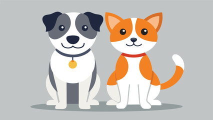 Obraz premium Icon depicting a dog and a cat, symbolizing companionship between the two animals..eps