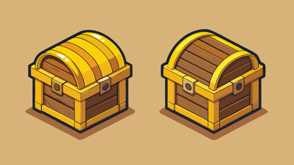 Two wooden chests with their lids open, revealing empty interiors and showcasing their natural wood grain..eps