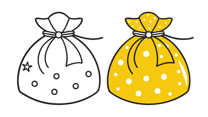 Two bags decorated with a cheerful pattern of yellow and white stars, adding a whimsical touch..eps