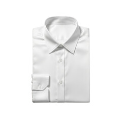 Folded White Dress Shirt with Buttoned Cuff isolated on a transparent background