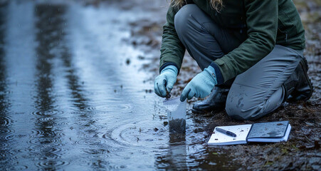 Scientist Collecting Water Samples in the Field