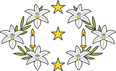 Feast of the Immaculate Conception Italy Illustration Set. Immaculate Conception Day Religious Artwork. Italy Catholic Holiday Design Collection. Immaculate Conception Celebration Artwork