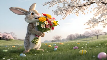 easter bunny with easter eggs