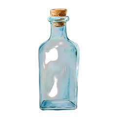 Rustic Watercolor Glass Bottle with Cork Clipart
