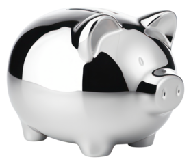 PNG Piggy bank Chrome material silver pig