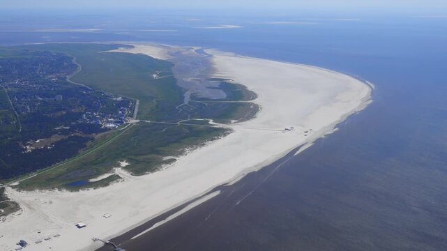 Aerial image of coastline and farm land in northern Germany.