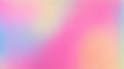 Colorful pastel gradient background with film grain, dust, and scratches. Retro holographic texture for digital design, branding, social media, and video overlays.