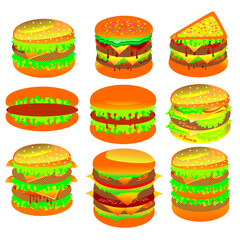 Fast food cartoon icons. Fast food stickers illustration. Set of fast food collection illustration. Colorful fast food illustration. Fastfood vector, fastfood design.