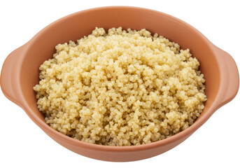 Isolated bowl of cooked quinoa, nutritious and delicious grain for healthy meal preparation