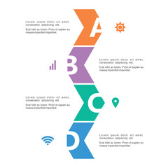 Colorful infographic with a winding path showing steps and icons for data visualization and business concepts