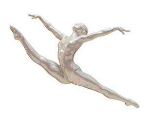 Isolated dancer mid-air in a dramatic split, athletic pose, stage presence, showmanship, art
