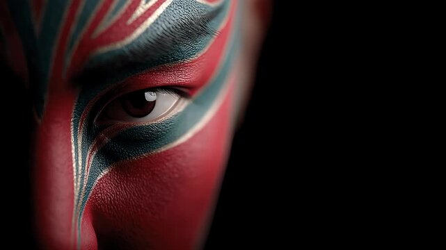 Close-up of Peking Opera Mask Showcasing the Beauty of Eastern Art