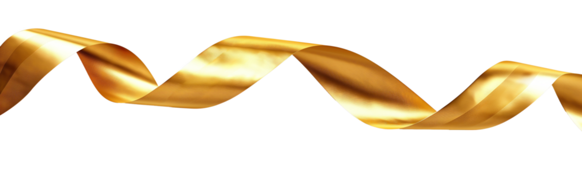 Abstract Golden Ribbon Twisting Elegantly, Isolated on Transparent Background, Modern Luxury Holiday Style Concept - Powered by Adobe