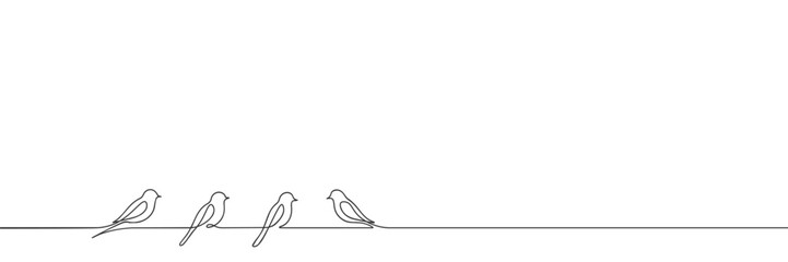 Minimalist birds line drawing. Vector illustration