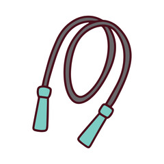 A simple illustration of a jump rope with light blue handles and a brown cord This icon represents fitness, cardio exercise, childhood games, and an active, healthy lifestyle. Perfect for gym or sport