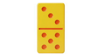 Isolated single yellow domino tile featuring a four and a four, classic table game piece